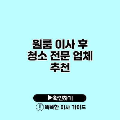 원룸 이사 후 청소 전문 업체 추천