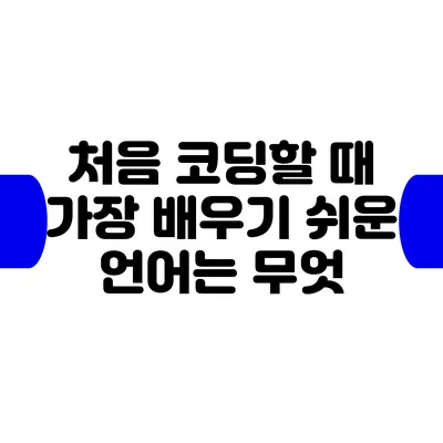 처음 코딩할 때 가장 배우기 쉬운 언어는 무엇?