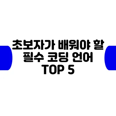 초보자가 배워야 할 필수 코딩 언어 TOP 5