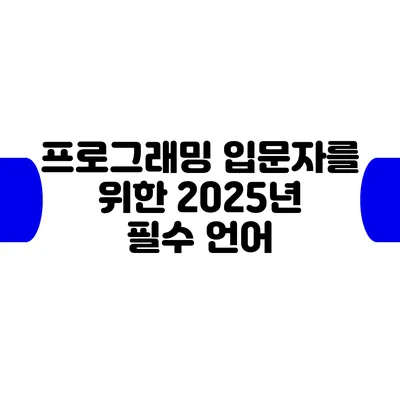 프로그래밍 입문자를 위한 2025년 필수 언어