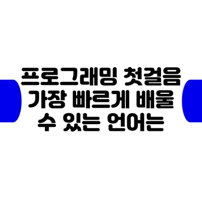 프로그래밍 첫걸음: 가장 빠르게 배울 수 있는 언어는?